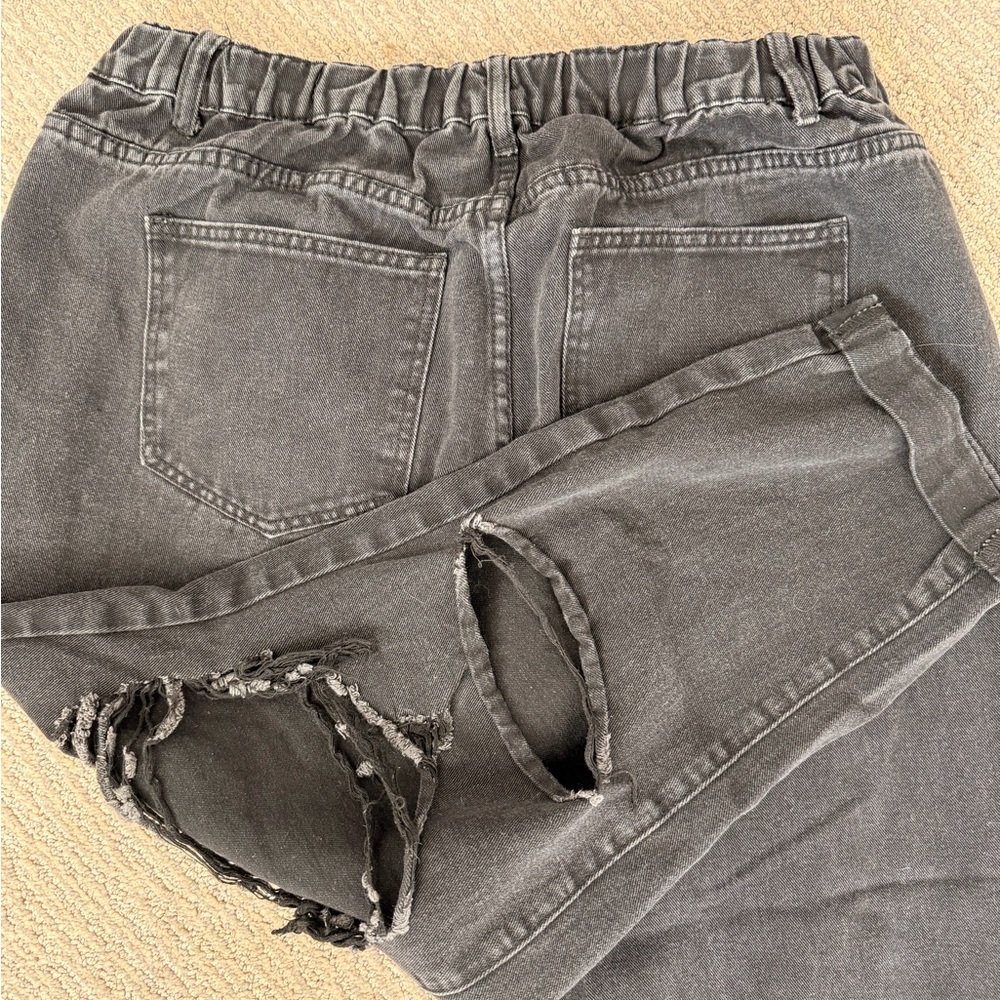 SHEIN High-Rise Distressed Black Jeans